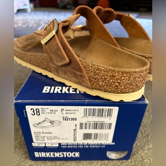 BIRKENSTOCK Braided Gizeh in Cognac. - Picture 2 of 5